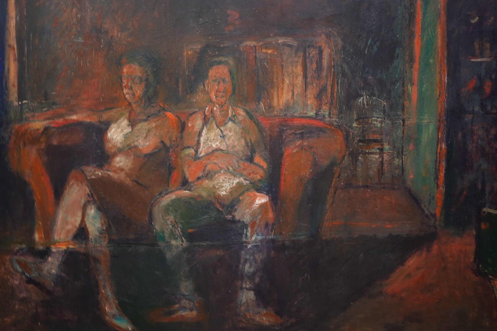 Harold Mockford, (1932-2023), Interior scene with two seated figures